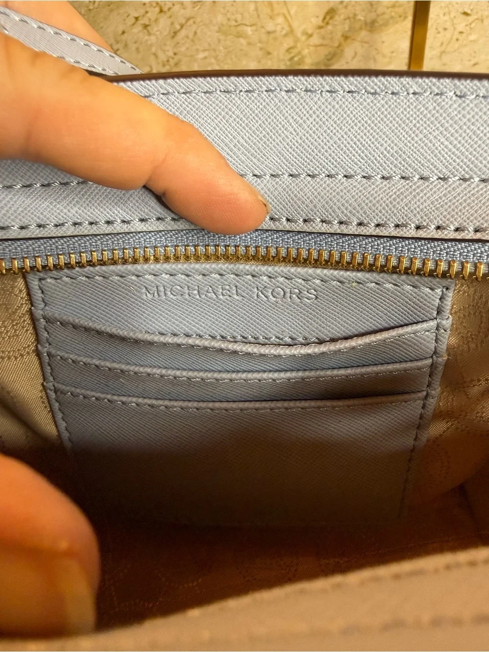 Michael Kors Selma Mini Saffiano Leather Blue Crossbody Bag 32H3GLMC1L